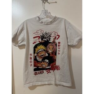 Parallel Men's White Anime Graphic Print Naruto Short Sleeve T-Shirt S